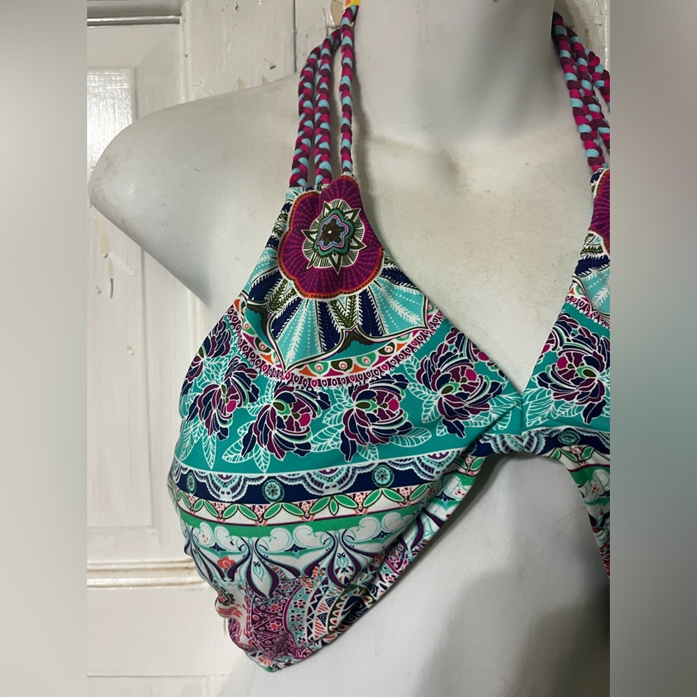 Gibson Latimer Halter Medallion Bikini Swim Top Size Large - Picture 6 of 6